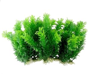 Saim Green Artificial Plastic Plants Set Aquarium Decor Fish Tank Ornament 12" Tall Pack of 10