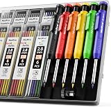 Nicpro Deep Hole Marker Pencil Set 6 Solid Carpenter Pencils with 54 Refills