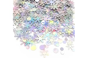 Quacc Laser Silver Snowflakes Confetti Lovely Winter Wedding Confetti Xmas Table Decorations Circles Party Confetti Sequins for Frozen Themed Birthday Party, Gender Reveal (30g, About 900pcs)