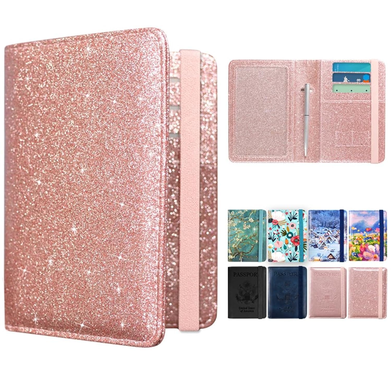 ACdream RFID Blocking Passport Holder Travel Wallet - Premium PU Leather Cover Passport Book with Card Holder, Pen Slot, Keep Organization, and Travel Essentials for Women and Men