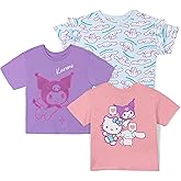 Hello Kitty Girls 3 Pack T-Shirts Toddler to Big Kid Sizes (2T - 14-16)