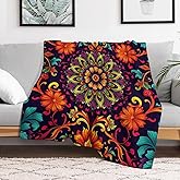 Mandala Throw Blanket,Psychedelic Blanket Decor Gifts for Adults Women Men, Lightweight Soft Flannel Fleece Cozy Blankets for Bed,Sofa,Couch,Camping for All Season(60''x 50'')