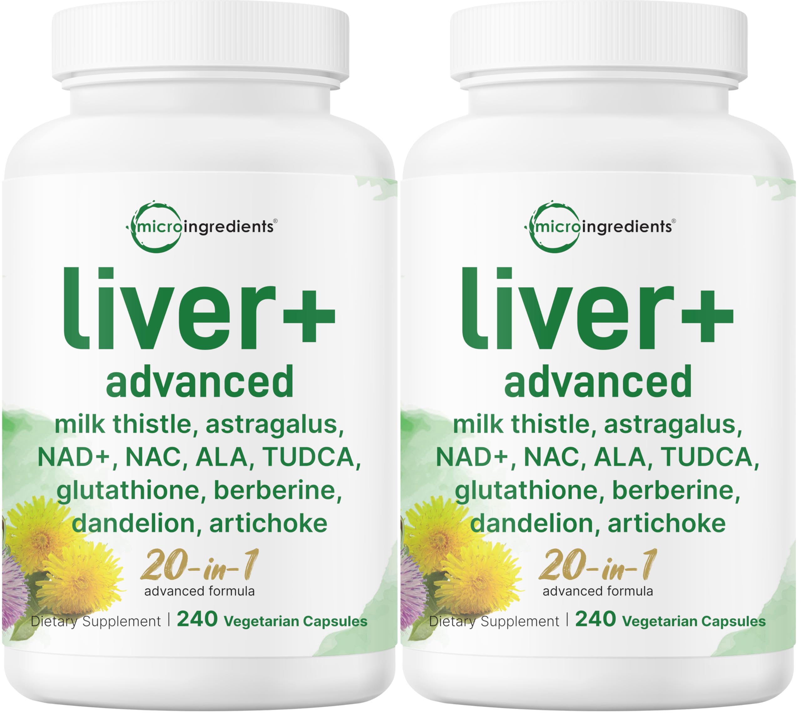 Liver Advanced+, 480 Veggie Capsules | 20-in-1 Complex + Milk Thistle, Dandelion, NAD, NAC, ALA, TUDCA, Glutathione, Artichoke, Turmeric, & Astragalus | Non-GMO, Gluten Free Image