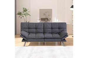 Hcore Futon Sofa Bed Couch,Convertible Futon Sleeper Sofa,Memory Foam Futon Couch Bed,Loveseat Sofa Bed,Small Splitback Polyester Modern Sofa for Living Room,Office,Apartment,Pure Grey