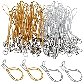 100PCS Phone Keychain Strap, 58mm Cell Phone Split Ring Strap, Gold/Silver Cellphone Charms Lanyard String, Lanyard Straps for USB Drive and Camera, Clasp Cords for DIY Decorations