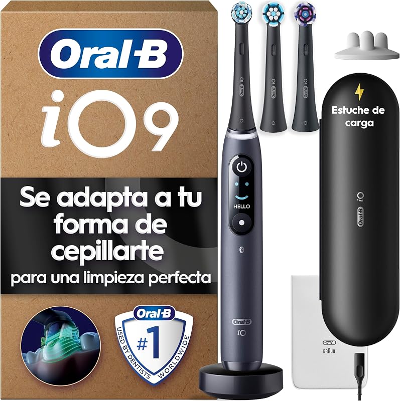 iO 9 Cepillo de Dientes Eléctrico con 3 Cabezales, Negro