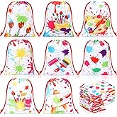 Honoson 24 Pcs Paint Party Bags 5 x 7 Inch Small Art Gift Bags Paint Treat Candy Drawstring Package Art Themed Goodie Favor for Drawing Splatter Paintbrush Birthday Party Decor Baby Shower Supplies