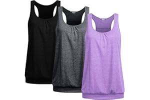 Beyove 3 Pack Racerback Tank Tops for Women Yoga Athletic Workout Tops Sleeveless Loose Fit Muscle Shirts Activewear