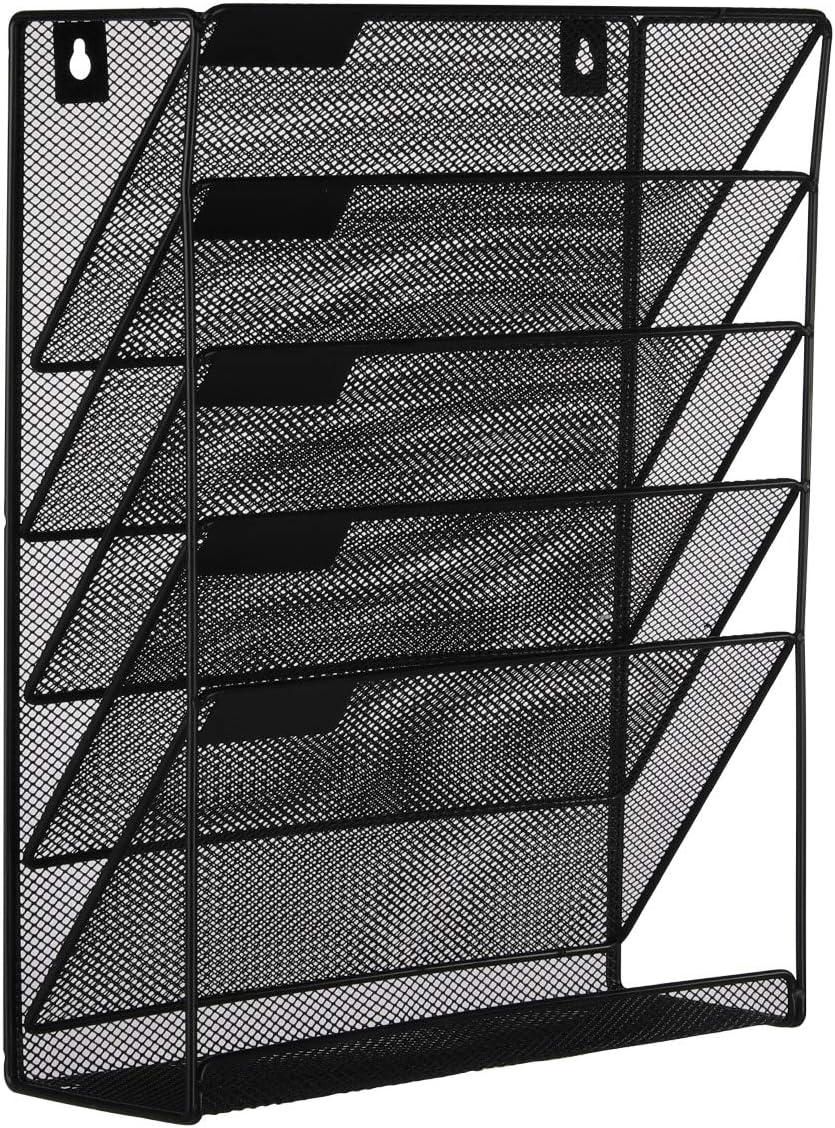 EasyPAG Mesh Wall Hanging File Holder Organizer Mounted Document Tray, Silver : Office Products
