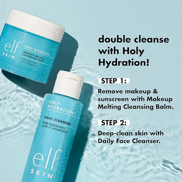 E.L.F. SKIN HOLY HYDRATION! DAILY CLEANSER, FACE CLEANSER FOR WASHING AWAY EXCESS OIL, IMPURITIES & MAKEUP, MADE WITH HYALURONIC ACID, VEGAN & CRUELTY-FREE