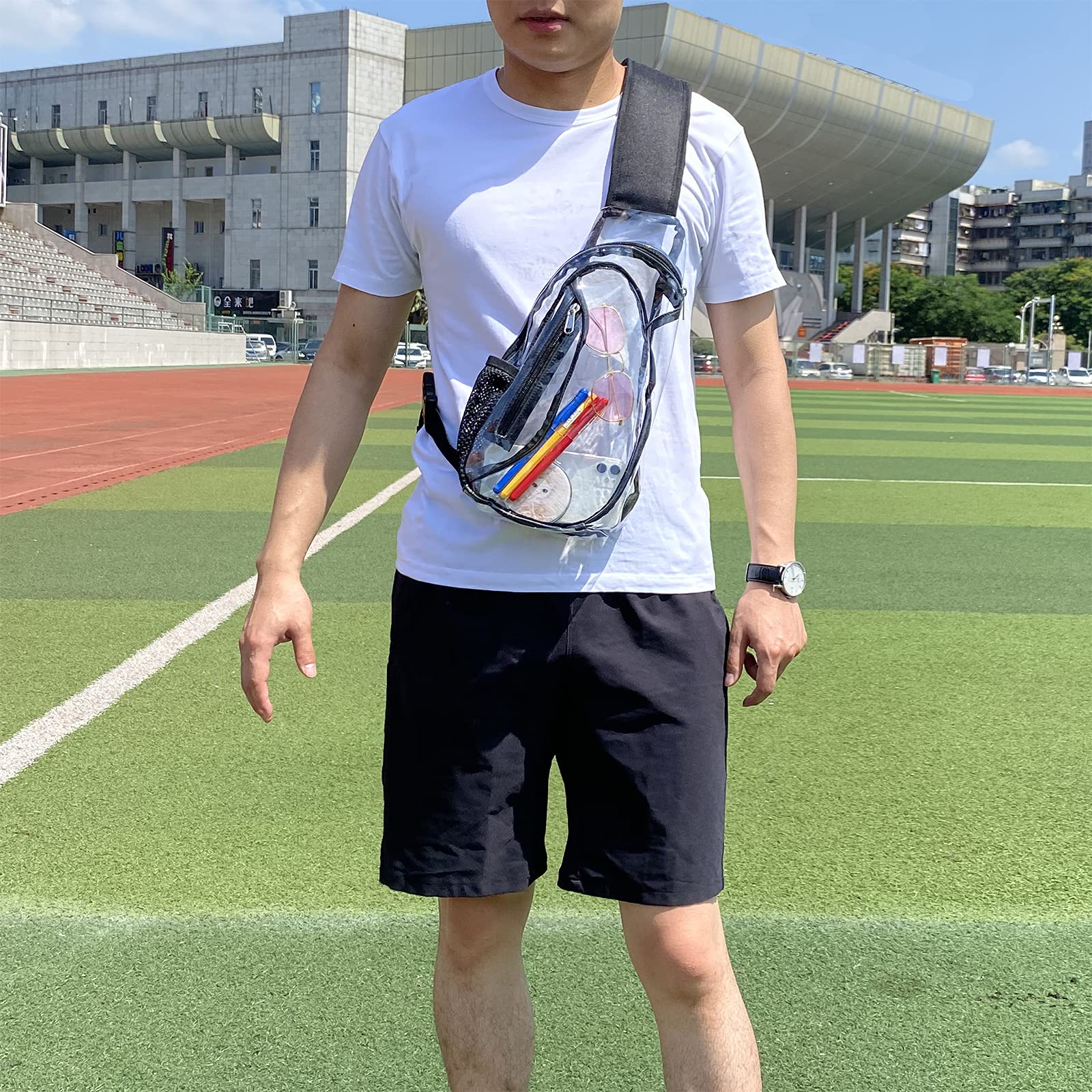 gdbis Clear Sling Bag, Stadium Approved PVC Crossbody Backpack, Clear Casual Chest Daypack for Hiking, Stadium or Concerts