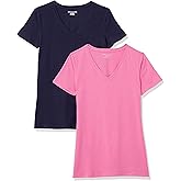 Amazon Essentials Women's Regular-Fit Short-Sleeve T-Shirt (Crewneck and V-Neck Options), Multipacks