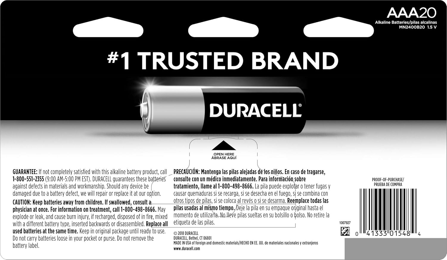Duracell - CopperTop AAA Alkaline Batteries - long lasting, all-purpose Triple A battery for household and business - 20 Count: Health & Personal Care