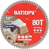 BATIOPV 10 Inch Circular Saw Blade, 80T – Carbide-Tipped for Ultra-Fine Wood Cutting – Compatible with Miter & Table Saws – W