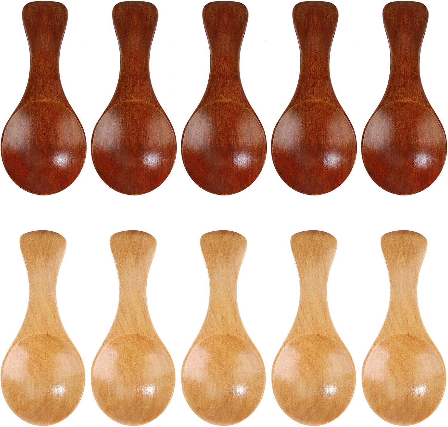 RZKJ-SHOP Kleiner Salzlöffel aus Holz, Mini Holzlöffel mit kurzem Griff
