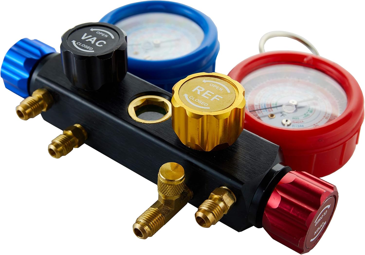 Lichamp HVAC R410A Manifold Gauge Set with Hose Kit 410A R404A R22, R134A AC Diagnostic Manifold Gauge Kit: Automotive