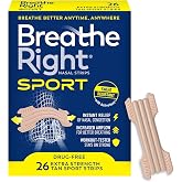 Breathe Right Sport Nasal Strips, Sweat-Resistant w/ActiveVent, Tan 26 ct | Extra strength, easier nasal breathing during workouts, stays on during exercise, drug-free