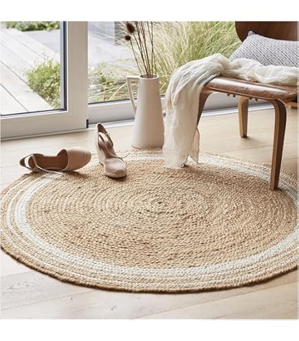 The Knitted Co. 100% Jute Area Rug Approx 4 Feet - Braided Design