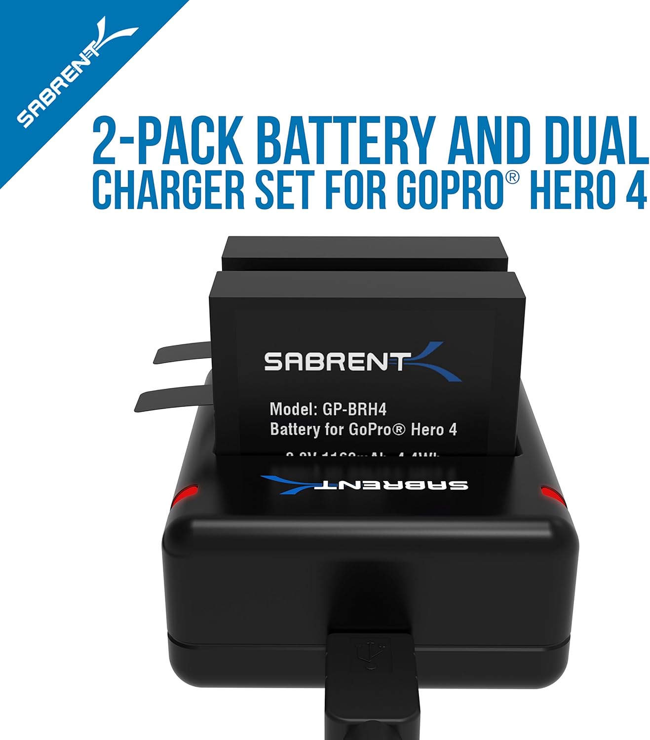 Sabrent 2 Pack Battery Set with Dual Battery Charger for GoPro HERO4 [AHDBT-401, AHBBP-401] (GP-KTH4): Computers & Accessories