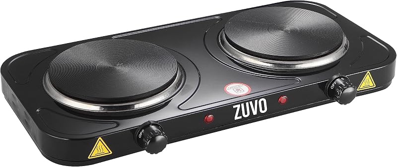 Zuvo 2000W Double Hot Plate – 2 Ring Portable Electric Hob with Thermostat