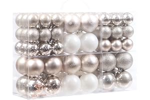 Sea Team 86-Pack Shatterproof Champagne Christmas Ball Ornaments Set, Assorted Multi-Sized Hanging Baubles, Xmas Tree Decorations, Seasonal Décor for Holiday Wreath Garland, Hooks Included