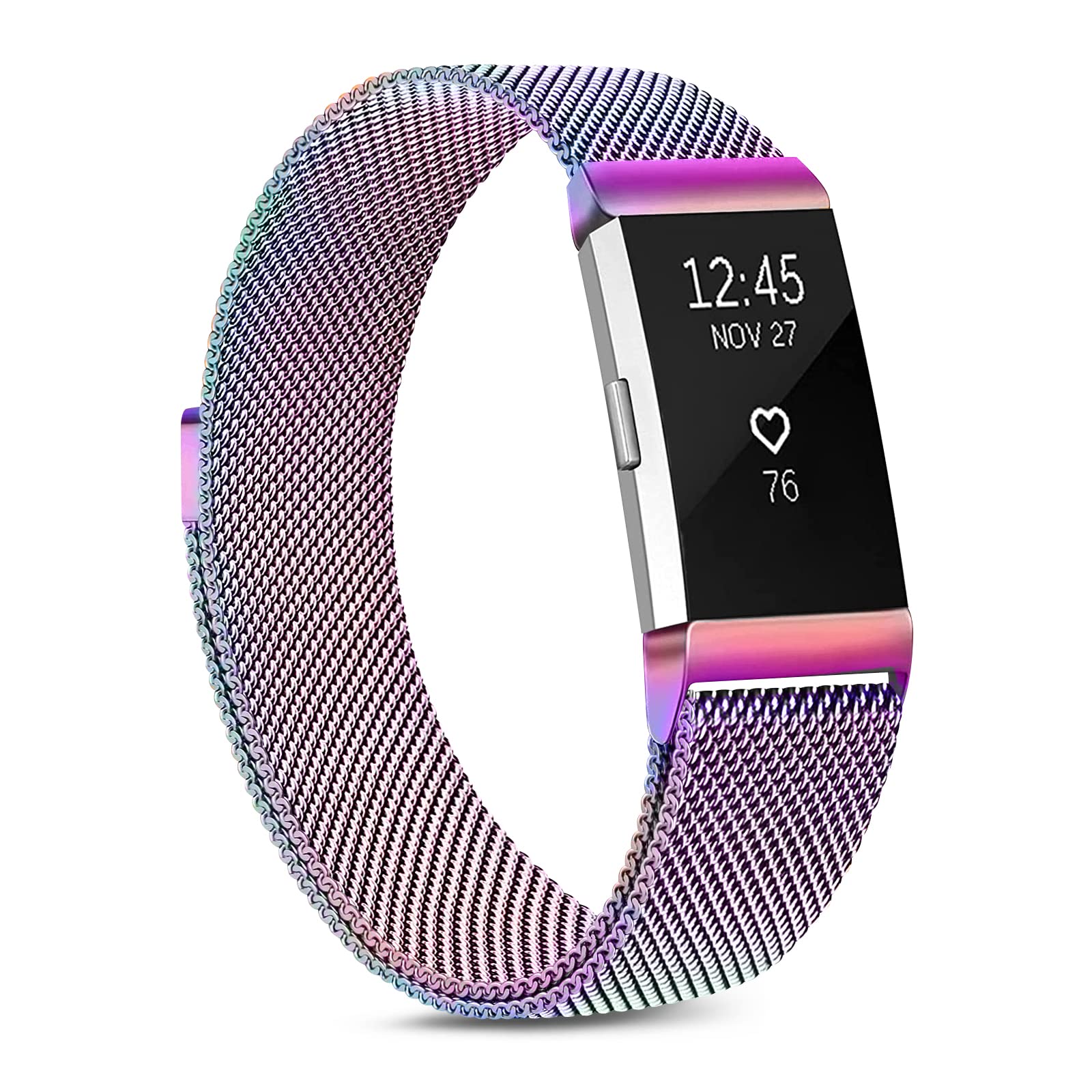 Oumida for Fitbit Charge 2 Straps for Women Men,Replacement Metal Strap for Fitbit Charge 2 Replacement Strap, Adjustable Wristbands with Magnet Lock for Fitbit Charge 2(Multi-Color,L)