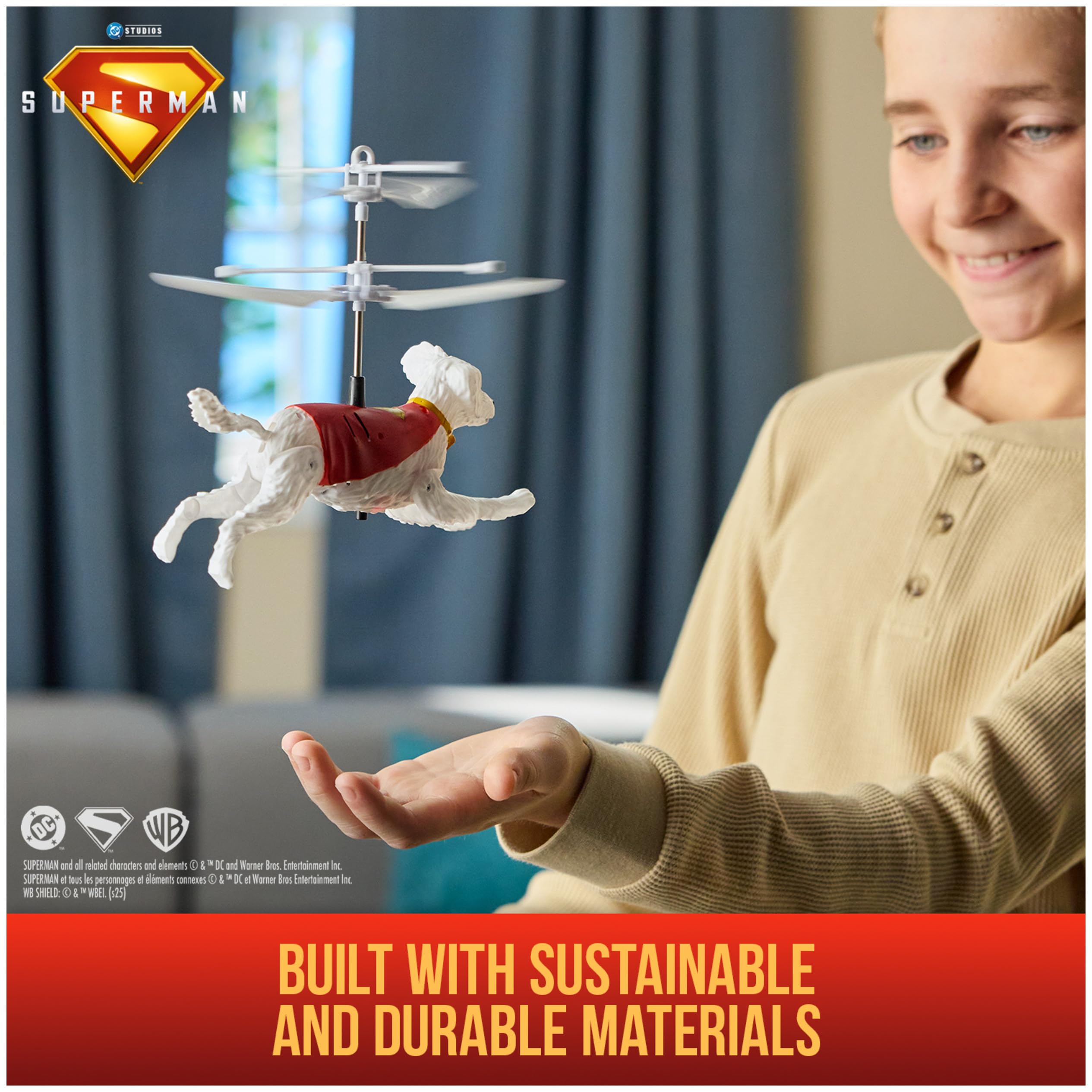 DC Comics, Superman Up in The Sky! Flying Krypto, RC Toys and Remote Control Toys for Kids, 7.5-Inch Hovering Superdog, for Ages 4 and Up