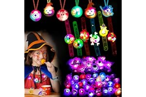 YAFEITE Halloween Party Favors for Kids, Light Up Necklace Rings Watch Party Supplies Set for Halloween Holiday