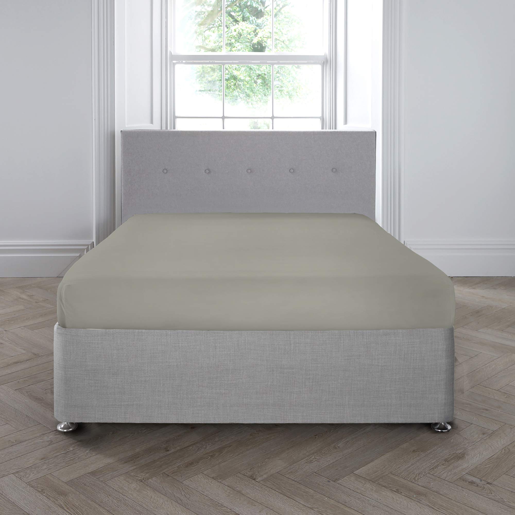 Appletree 200TC 35cm Deep Fitted Sheet, 100% Cotton Silver, Double