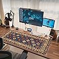 Persian Rug Mouse Pad Extended Large Gaming Mousepad XL Big Long Oversized Desk Mat Stitched Edges 31.5 X 11.8 Inch for Home Office