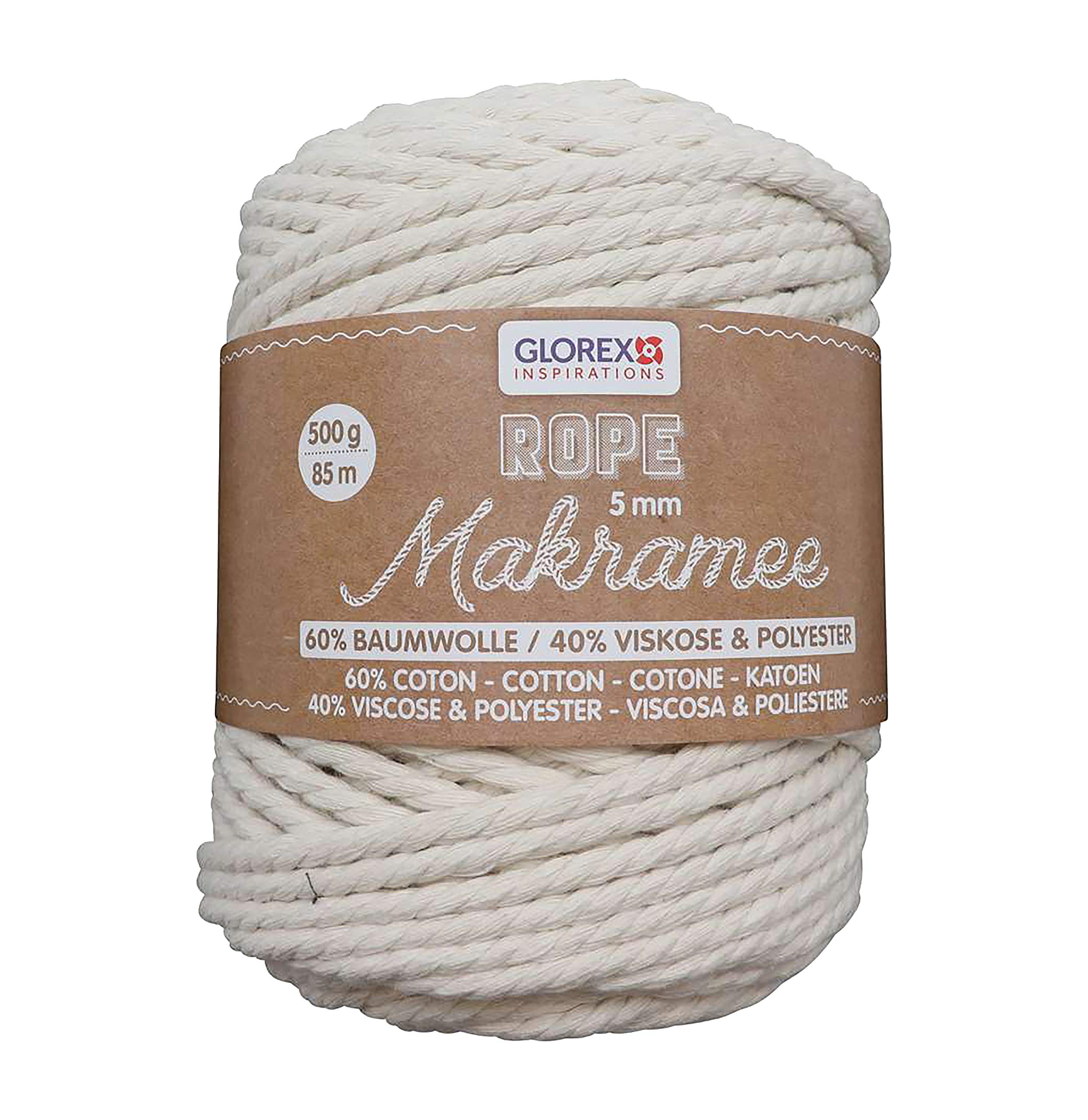Glorex 5 1007 11 Rope Macrame Twisted Cream 85 m