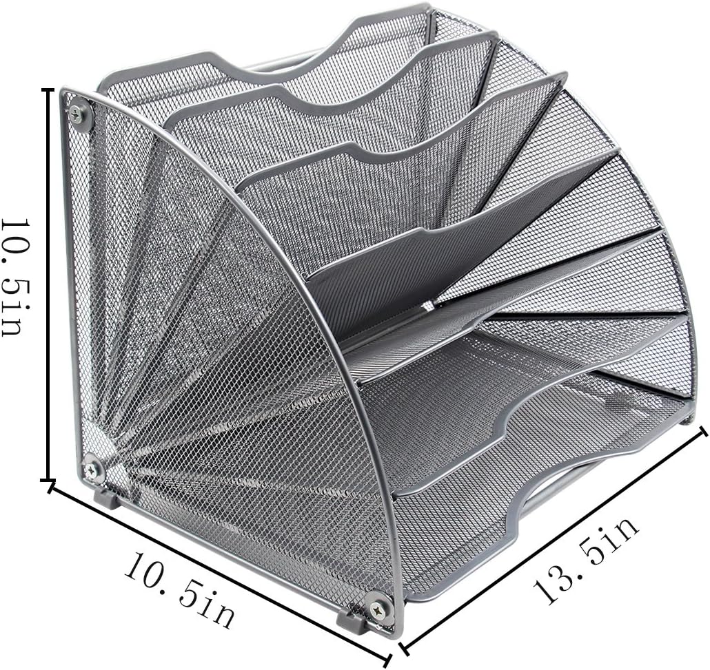 EasyPAG Fan-Shaped Desk File Organizer 6 Compartment Magazine Holder Black : Office Products