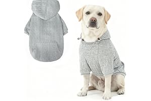 EXPAWLORER Textured Cable Knit Basic Dog Hoodie, Elevated Style Dog Sweater with Leash Hole and Pocket, Soft and Warm Pet Winter Coat, Cold Weather Clothes for Small Medium Large Dogs,Grey XL