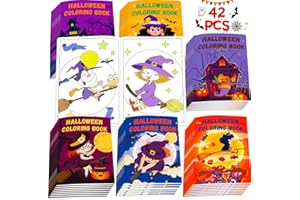Lionoble 42Pcs Halloween Coloring Books for Kids Halloween Party Favors Bulk Mini Coloring Books for Ages 4-8-12 Small Trick or Treat Goodie Bags Fillers Gifts Classroom Activity Supplies Boys Girls