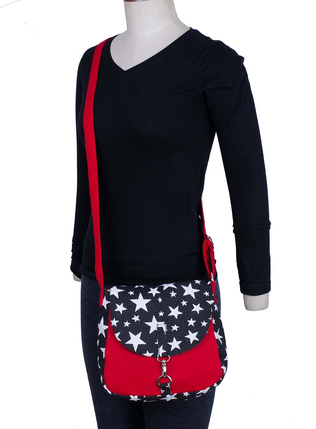 vivinkaa star red canvas sling bag for women