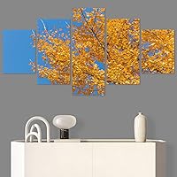 SIGNWIN 5 Panel Canvas Wall Art Modern Art Decorative Elements Expressive Leaves Multicolor Patterns Photography for Home Decorations Ready to Hang - 60