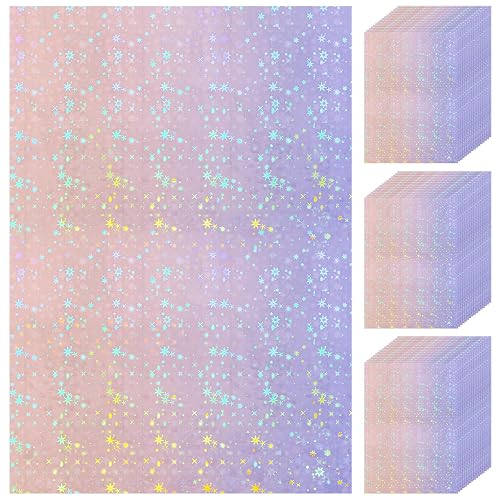 Nezyo 60 Sheets Holographic Laminate Sheets Clear Glitter A4 Size Vinyl ...