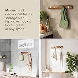 Umbra Flip Wall Mounted Coat Rack 5 Hooks Light Walnut Gold view 4