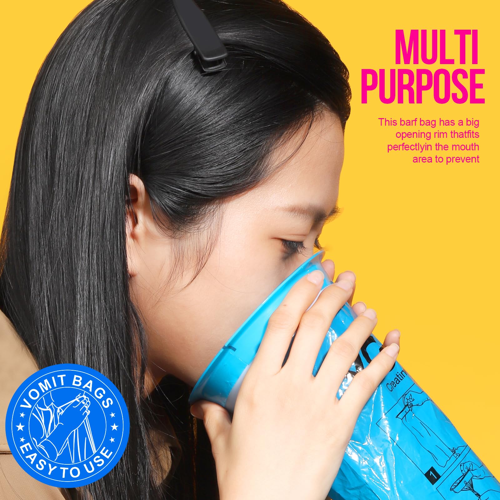 YGDZ YGDZ Vomit Bags Disposable, 15 Pack 1000ml Emesis Bag Disposable– Leak Resistant, Medical Grade, Portable, Puke Throw Up Nausea Barf Bags for Travel, Motion Sickness, for Women, Kids