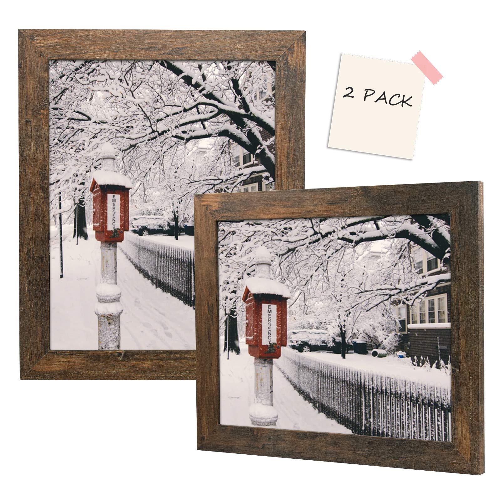 golden state art, set of 2, 11x14 picture frame - wide molding - wood grain style - back hangers for wall display - great for baby pictures, weddings, portraits (brown)