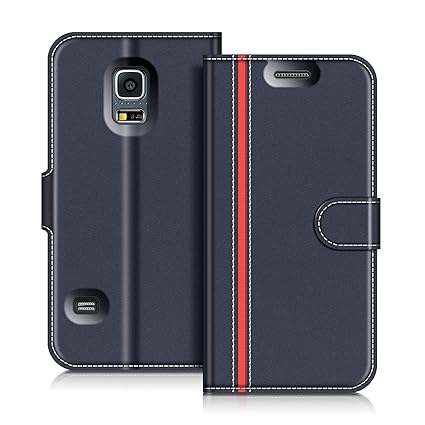 COODIO Samsung Galaxy S5 Mini Hülle Leder Lederhülle Ledertasche Wallet Handyhülle Tasche Schutzhülle mit Magnetverschluss/Ka