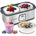 Ultimate Probiotic Yogurt Maker with Adjustable Time & Temp Control - Make Trillions of Live Probiotics with Two 1-Quart Cont
