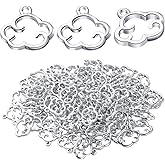 BronaGrand 100pcs Antique Silver Cloud Shape Charms Alloy Cloud Pendants and Beads for DIY Earrings, Necklace, Bracelet Jewelry Making and Crafting Accessory