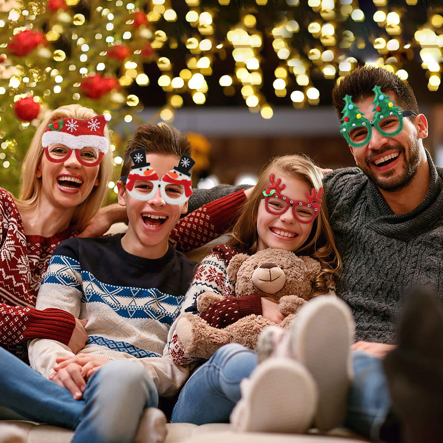 Joyibay Bicchieri da 6 paia di Natale Cartone animato Assortito da occhiali per feste Accessori per decorazioni natalizie