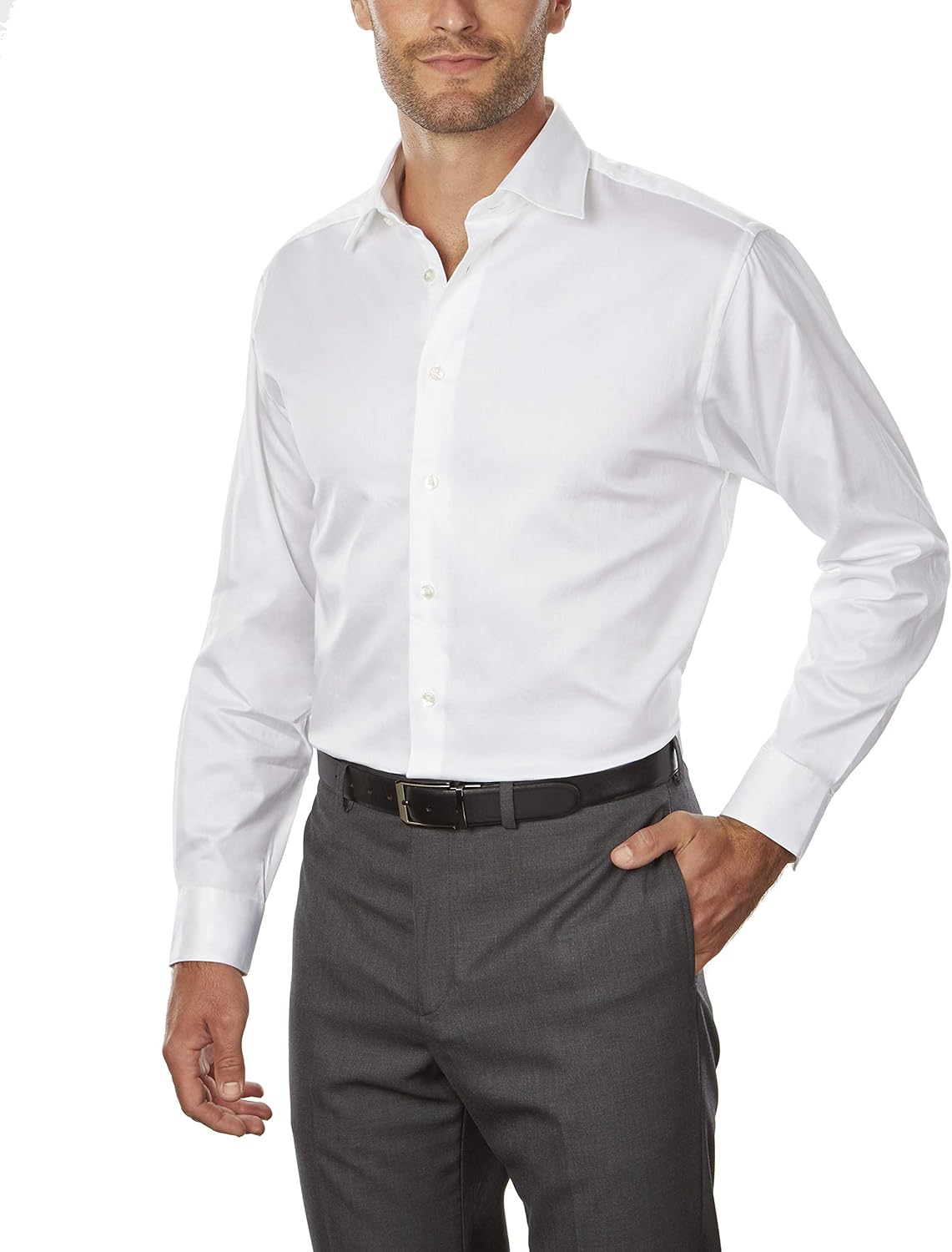 Calvin Klein Mens Dress Shirts Regular Fit Stretch Solid Spread Collar at  Men’s Clothing store