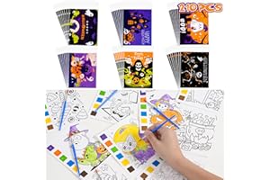 Rotu Halloween Party Favors for Kids - Halloween Water Coloring Books, Goodie Bags, Paintbrushes, Classroom Prizes Trick or Treat Gifts for Kids Goodie Bag Stuffers Fillers, 210Pcs