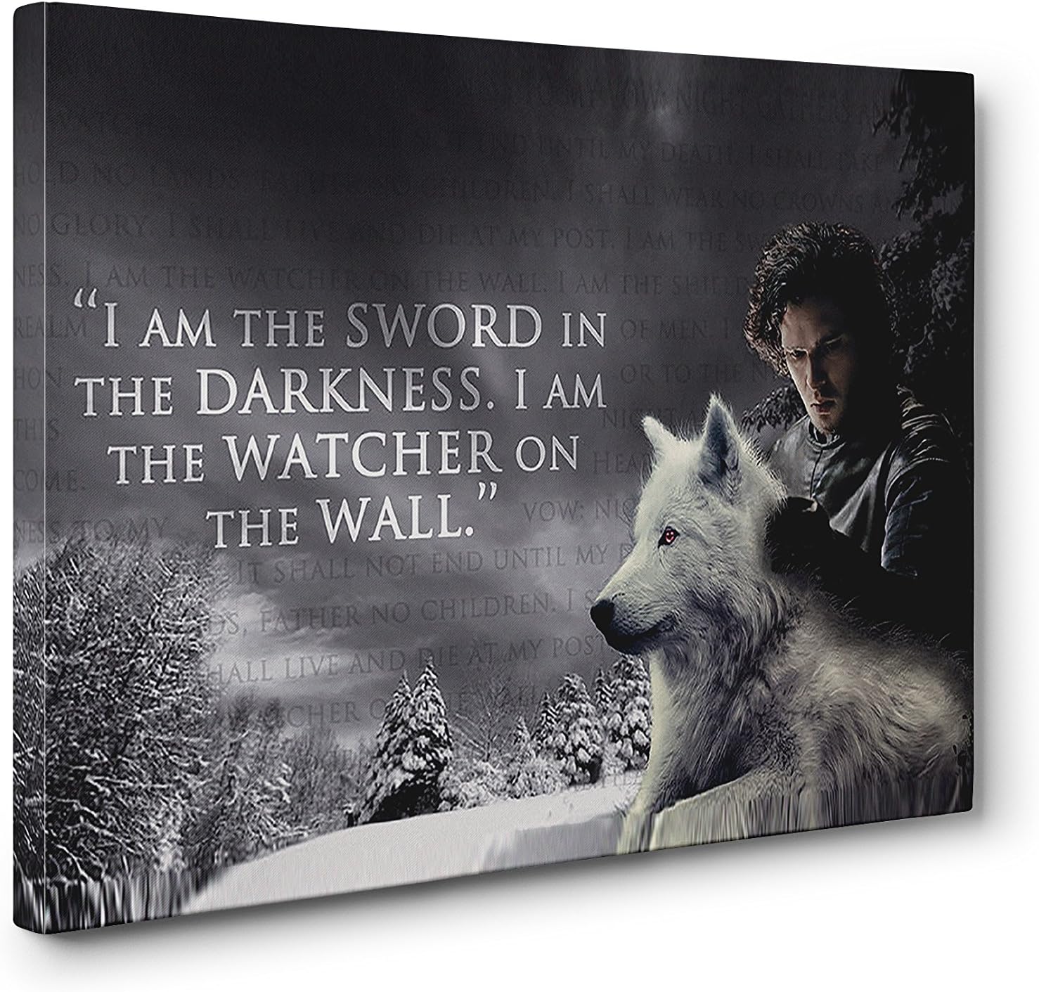 OneCanvas Jon Snow Sword in The Darkness Wall Art Framed Canvas Print (Small 12x18in.)