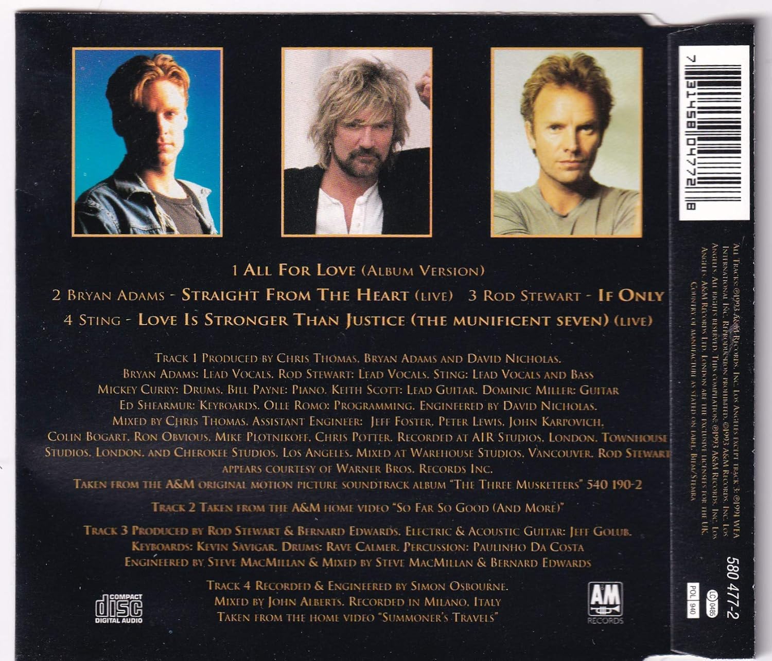 rod stewart sting bryan adams all for love live