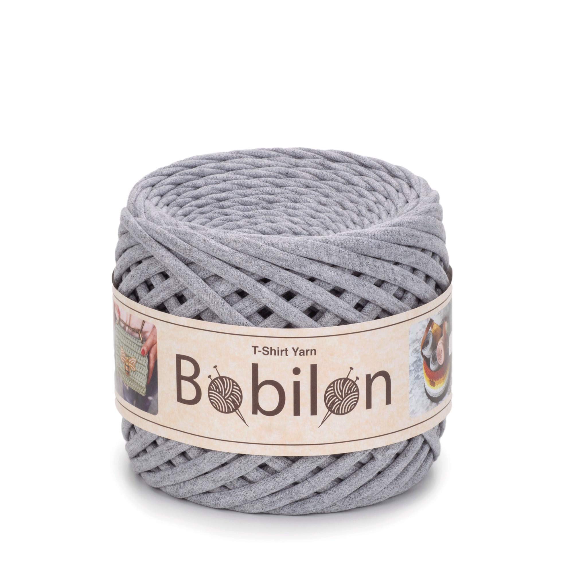 T-Shirt Yarn Fettuccini Zpagetti Ball, 3-5 mm Tshirt Yarn for Crochet Knitting, Mask Ear Ties, T Yarn Organic Cotton, Macrame T-Yarn, Jersey Yarn - Gray Melange — image 1