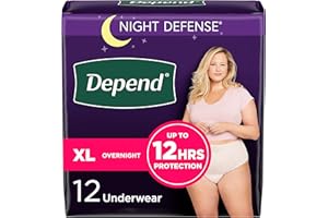 Depend Night Defense Adult Incontinence Underwear for Women, Disposable, Overnight, Extra-Large, Blush, 12 Count, Packaging May Vary
